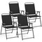 Black Folding Sling Chair with Metal Frame Portable, Breathable Fabric